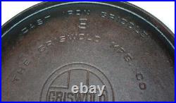 Griswold 609 B Griddle Cast Iron Pan Large Block and lettered log NO WOBBLE