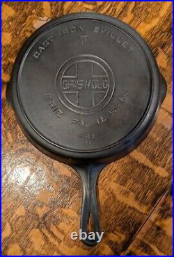 Griswold #7 Large Block Logo Cast Iron Skillet 701 with Heat Ring Clean & Flat