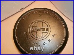 Griswold #7 cast iron skillet, heat ring large block logo double pour