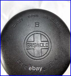 Griswold #8 Large Block Logo Cast Iron Skillet, 704K Circa 1930's Restored