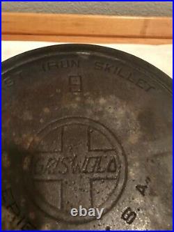 Griswold #9 Cast Iron Skillet 710 B with Heat Ring, Large Slant Logo Erie USA Vtg