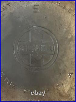 Griswold #9 Cast Iron Skillet Large Block Logo 710b Chrome plated seasoned