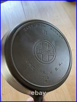 Griswold #9 Cast Iron Skillet with Large Logo & Heat Ring