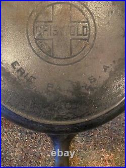 Griswold Cast Iron #10 Large Block Logo Skillet with Heat Ring And Lid