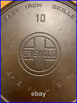 Griswold Cast Iron #10 Large Block Logo Skillet with Heat Ring Restored