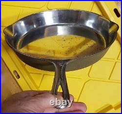 Griswold Cast Iron #12 Large Block 719 Duo-chrome Skillet with Heat Ring 1930s