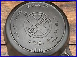 Griswold Cast Iron #5 Large Block Logo Skillet with Heat Ring