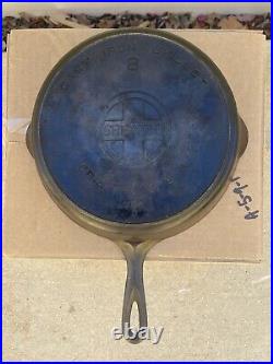 Griswold Cast Iron #8 Large Logo Heat Ring Skillet SITS FLAT