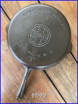Griswold Cast Iron #9 Large Logo Skillet with Wooden Handle