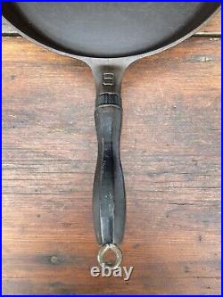 Griswold Cast Iron #9 Large Logo Skillet with Wooden Handle