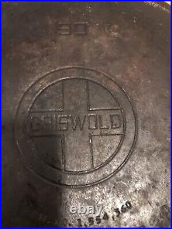Griswold Cast Iron Double Skillet 90 Large Block Logo Vintage Chicken Fryer
