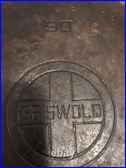 Griswold Cast Iron Double Skillet 90 Large Block Logo Vintage Chicken Fryer