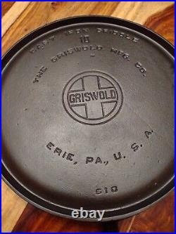 Griswold Cast Iron Griddle, #10, LBL, EPU, p/n 610, circa 1925-1940