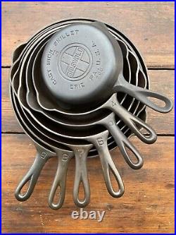 Griswold Cast Iron Matching Large Logo Skillet Set 3-9