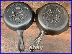 Griswold Cast Iron Matching Large Logo Skillet Set 3-9