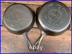 Griswold Cast Iron Matching Large Logo Skillet Set 3-9