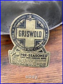 Griswold Cast Iron NOS #8 Large Logo Skillet with Original Label