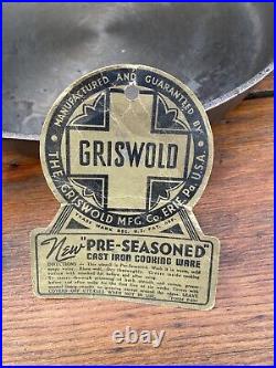 Griswold Cast Iron NOS #8 Large Logo Skillet with Original Label