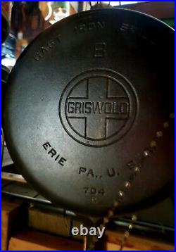 Griswold Cast Iron No. 8 Large Block Logo Skillet Pan 704 R