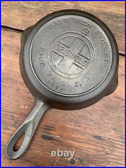 Griswold Cast Iron Skillet #3, Large Block Logo, with Heat Ring