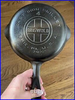 Griswold Cast Iron Skillet # 4 Large Block Logo Erie PA 702