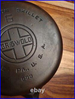 Griswold Cast Iron Skillet #6, Large Block Logo, EPU, 699