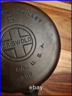 Griswold Cast Iron Skillet #6, Large Block Logo, EPU, 699
