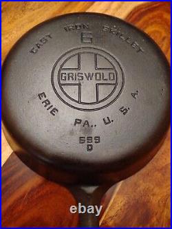 Griswold Cast Iron Skillet #6, Large Block Logo, EPU, 699, MM D