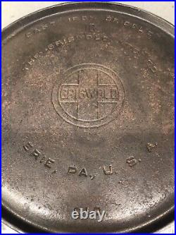 Griswold Large Block Logo 610 Number 10 Cast Iron Handle Griddle E. P. U