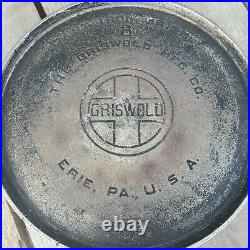Griswold Large Block Logo #8, 10 Cast Iron Handle Griddle, 608, 1930's
