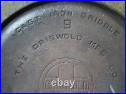 Griswold Large Block Logo #9, Cast Iron Griddle 609