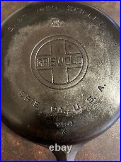 Griswold Large Block Logo Cast Iron Skillet Frying Pan #8 704 K Erie Pa USA