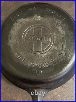 Griswold Large Block Logo Cast Iron Skillet Frying Pan #8 704 K Erie Pa USA