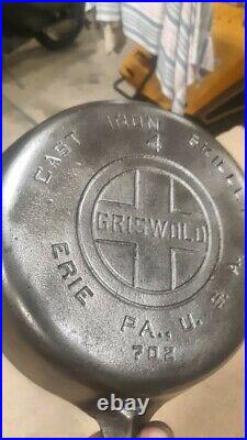 Griswold Large Logo #4 Cast Iron Skillet, 702 Restored