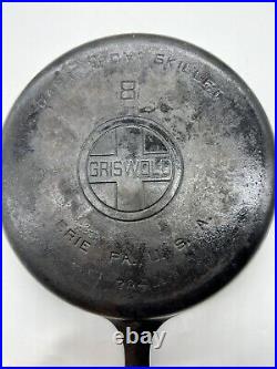 Griswold Large Logo #8, 10-1/2 Smooth Bottom Cast Iron Skillet #704 pan Vintage