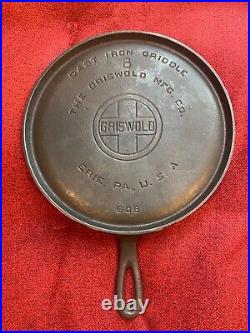 Griswold Large Logo #8, 10 Cast Iron Griddle, #608