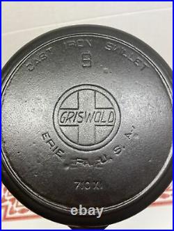 Griswold Large Logo Slant #9, 11 Cast Iron Skillet, #710 XI Ghost Erie Mark