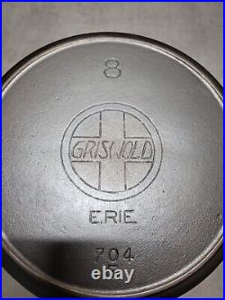 Griswold Large Logo Slant Erie #8, 10-1/2 Cast Iron Skillet, #704, Restored