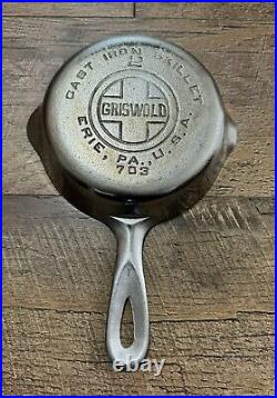 Griswold No. 2 Cast Iron Skillet ERIE PA 703 Large Logo Rare Nice Nickel Plated
