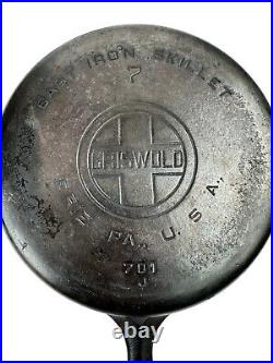 Griswold No. 7 Cast Iron Skillet with Large Block Logo Erie PA USA 701J