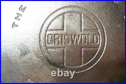 Griswold No. 9 Cast Iron Griddle 609 Large Block Logo Sits Flat Vintage Used