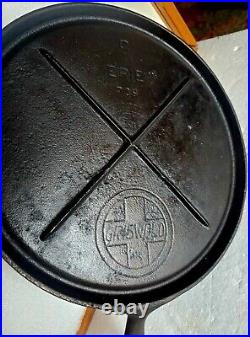 Griswold cast iron round griddle 739 Erie 9 large slant logo