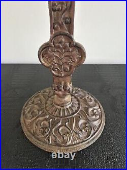 LARGE ANTIQUE ORNATE CAST IRON CROSS ENGRAVED STANDING 23 Tall Rare Find