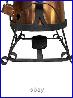 LARGE Copper Cowboy Coffee Water Kettle With Cast Iron Warmer Stand Santiq Heavy