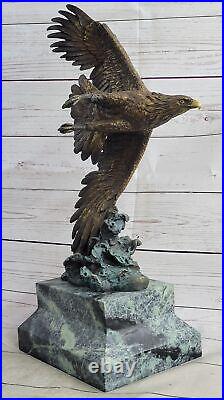 LARGE EAGLE BRONZE & cast iron base EAGLE sculpture statue Hot Cast Decor Sale
