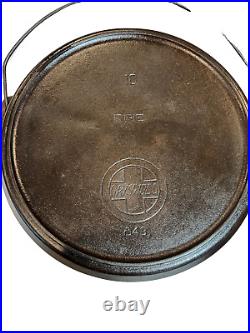 LARGE LOGO GRISWOLD #10 CAST IRON 3-LEG TITE-TOP DUTCH OVEN WithLID 310 843 RARE