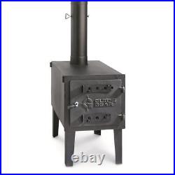 LARGE Wood Burning Stove Outdoor Camping Cast Iron Steel Fire-Box Heat Cabin
