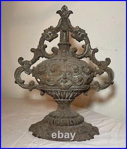 LARGE antique 19th century cast iron figural architectural salvage finial topper