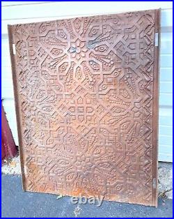 LARGE antique thick cast iron Art Deco architectural salvage grate panel plaque