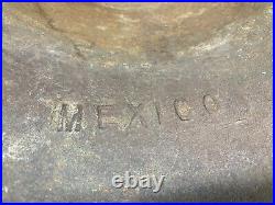 Large 19 Vintage Cast Iron Dinner School Bell Marked MEXICO with Yoke & Clapper
